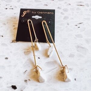G by Gennaro Women’s White/Gold Dangle Gemstone Earrings NEW